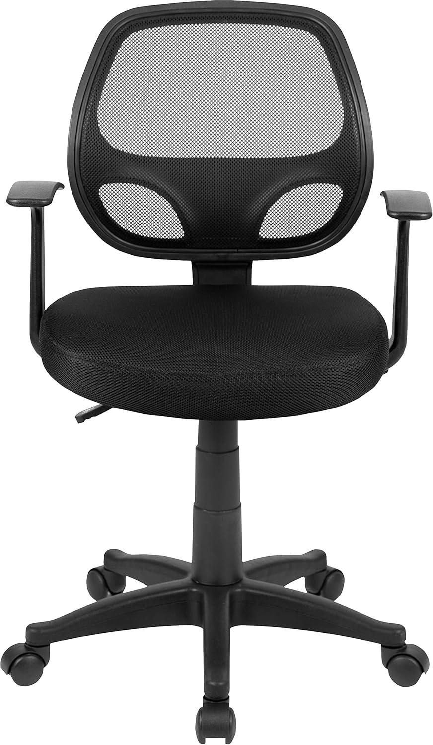 image:imageFlash Furniture Mallard MidBack Swivel Mesh Office Chair with Padded Seat and TArms HeightAdjustable Ergonomic Padded Office Desk Chair BlackBlack