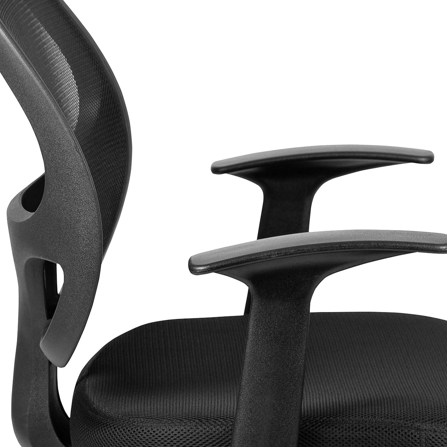 image:imageFlash Furniture Mallard MidBack Swivel Mesh Office Chair with Padded Seat and TArms HeightAdjustable Ergonomic Padded Office Desk Chair BlackBlack