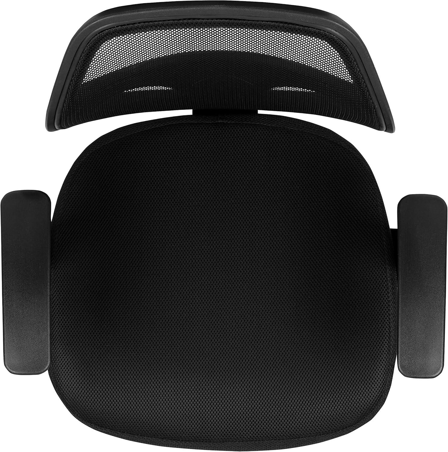 image:imageFlash Furniture Mallard MidBack Swivel Mesh Office Chair with Padded Seat and TArms HeightAdjustable Ergonomic Padded Office Desk Chair BlackBlack