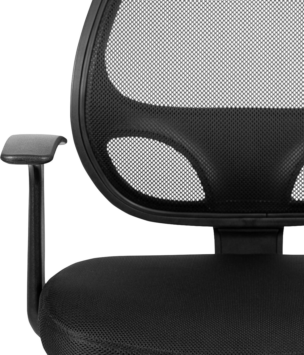 image:imageFlash Furniture Mallard MidBack Swivel Mesh Office Chair with Padded Seat and TArms HeightAdjustable Ergonomic Padded Office Desk Chair BlackBlack