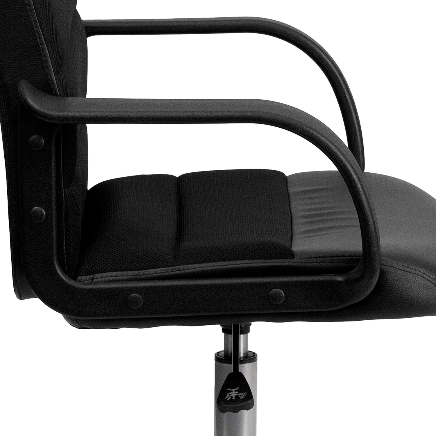 image:imageFlash Furniture Manor MidBack Swivel LeatherSoft Desk Chair with Headrest and Padded Arms Adjustable Height Padded Ergonomic Office Chair BlackBlack
