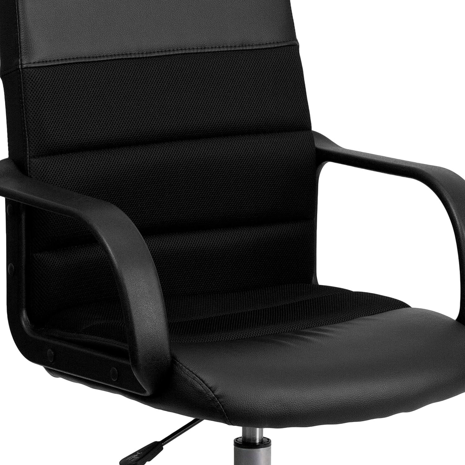 image:imageFlash Furniture Manor MidBack Swivel LeatherSoft Desk Chair with Headrest and Padded Arms Adjustable Height Padded Ergonomic Office Chair BlackBlack