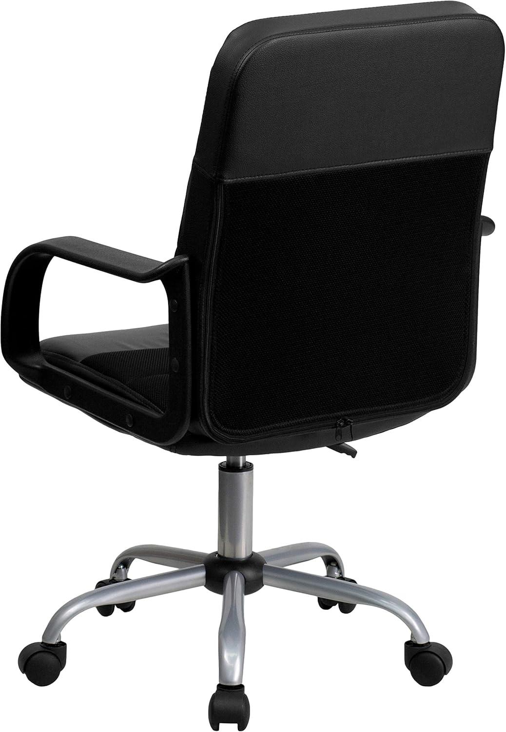 image:imageFlash Furniture Manor MidBack Swivel LeatherSoft Desk Chair with Headrest and Padded Arms Adjustable Height Padded Ergonomic Office Chair BlackBlack