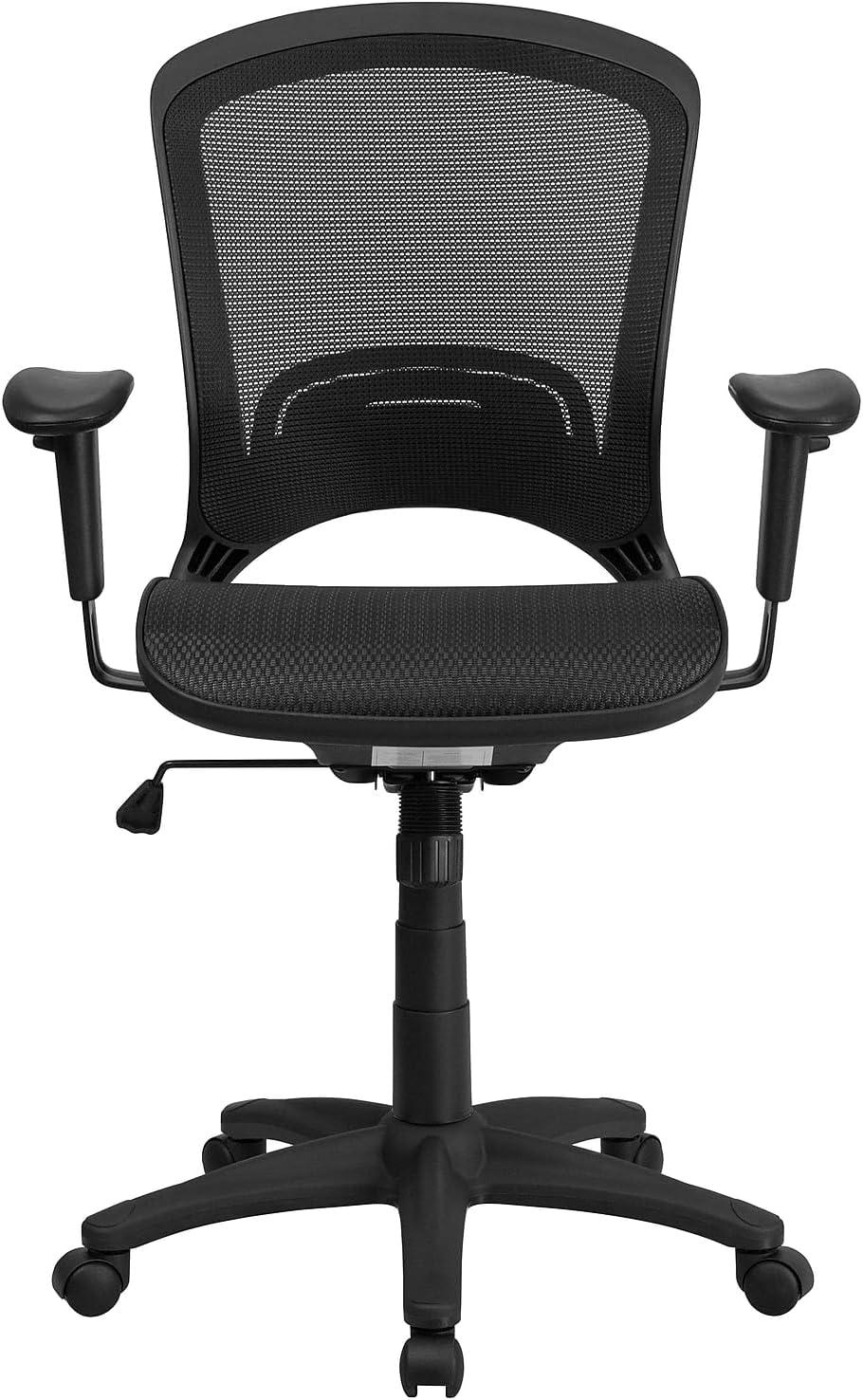 image:imageFlash Furniture MidBack Transparent Black Mesh Executive Swivel Office Chair with Adjustable Arms