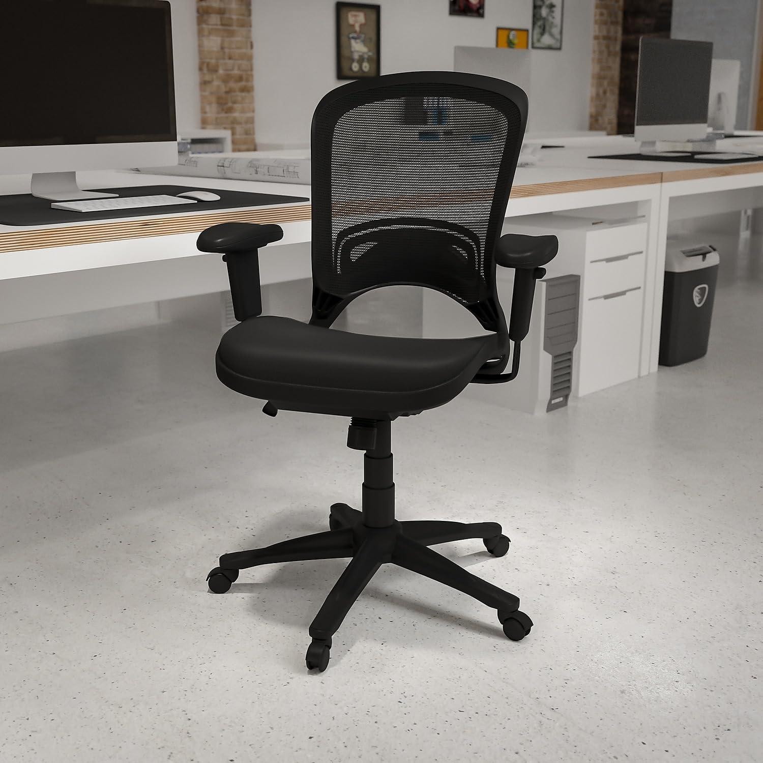 image:imageFlash Furniture MidBack Transparent Black Mesh Executive Swivel Office Chair with Adjustable Arms