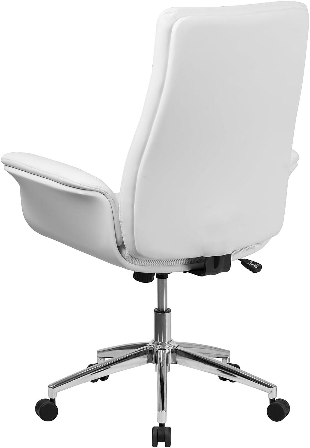 image:imageFlash Furniture MidBack White LeatherSoft Executive Swivel Office Chair with Flared ArmsWhite