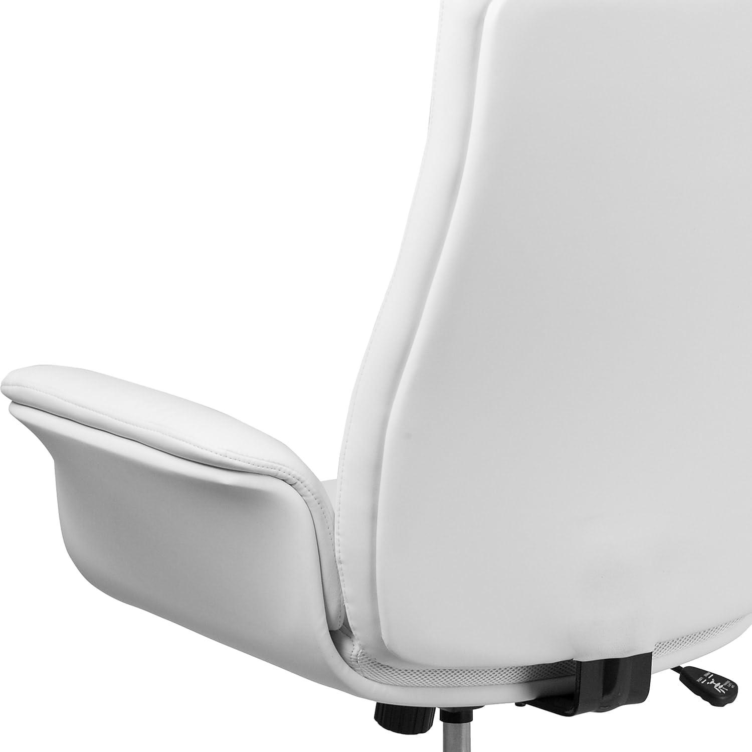 image:imageFlash Furniture MidBack White LeatherSoft Executive Swivel Office Chair with Flared ArmsWhite