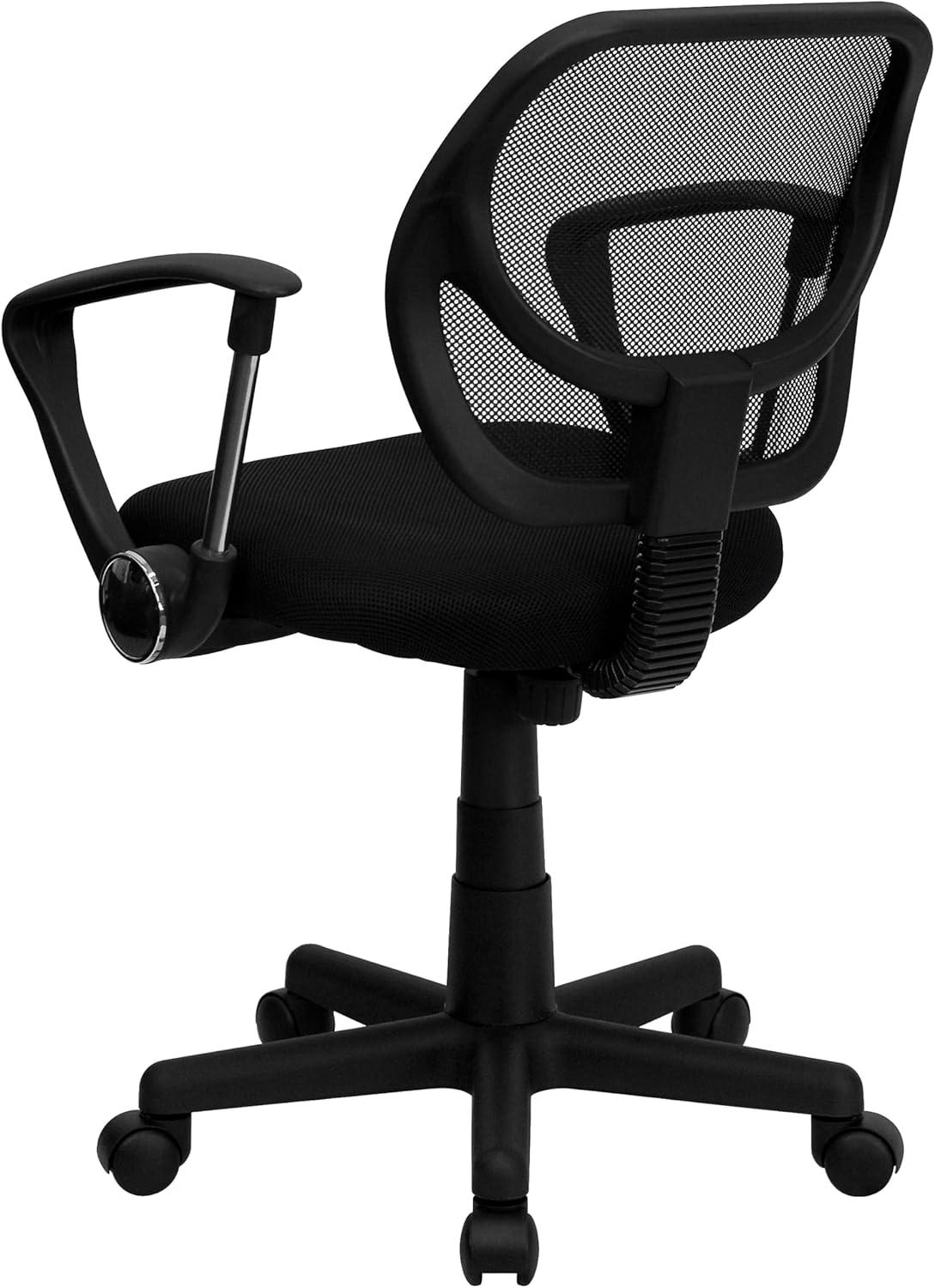 image:imageFlash Furniture Neri Low Back Black Mesh Swivel Task Office Chair with Curved Square Back and ArmsBlack