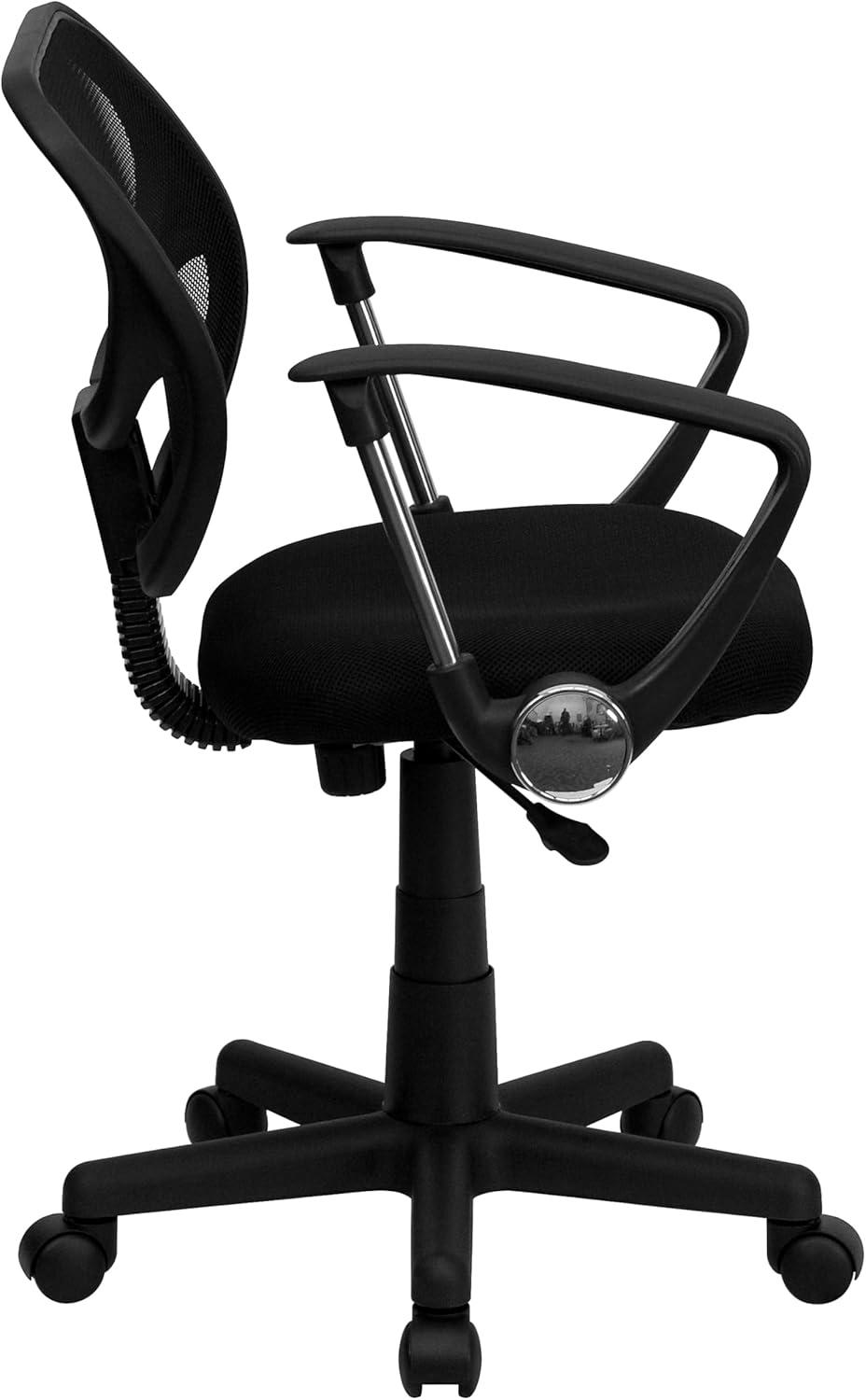 image:imageFlash Furniture Neri Low Back Black Mesh Swivel Task Office Chair with Curved Square Back and ArmsBlack