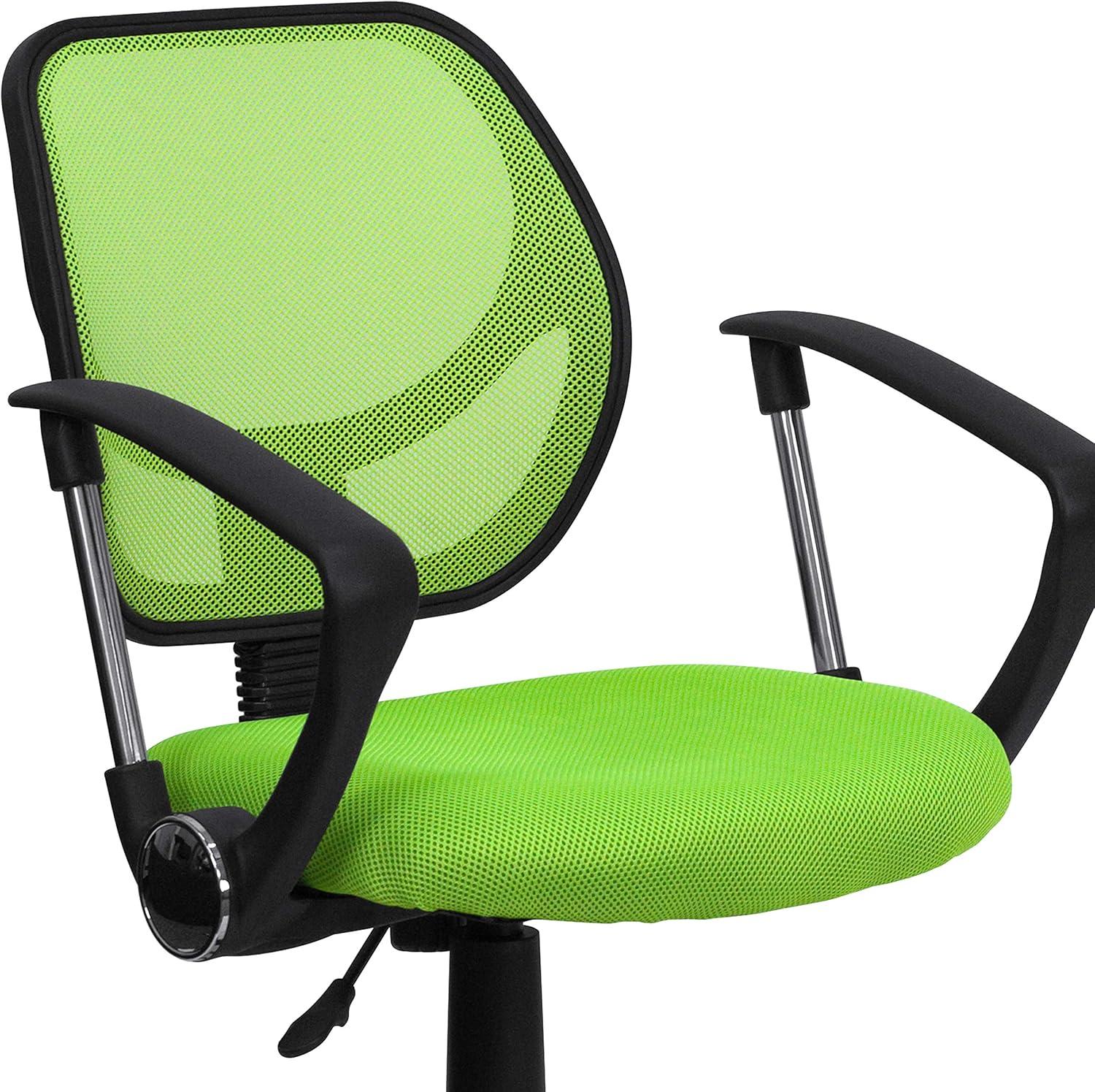 image:imageFlash Furniture Neri Low Back Black Mesh Swivel Task Office Chair with Curved Square Back and ArmsGreen