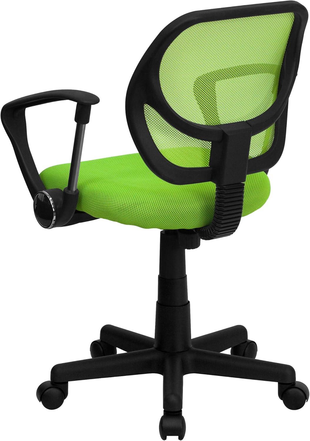 image:imageFlash Furniture Neri Low Back Black Mesh Swivel Task Office Chair with Curved Square Back and ArmsGreen