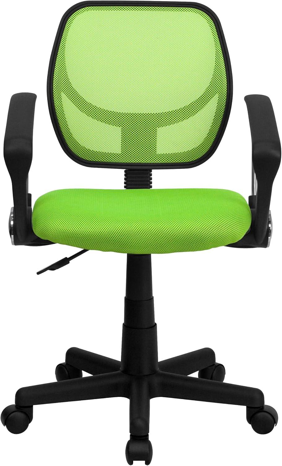 image:imageFlash Furniture Neri Low Back Black Mesh Swivel Task Office Chair with Curved Square Back and ArmsGreen