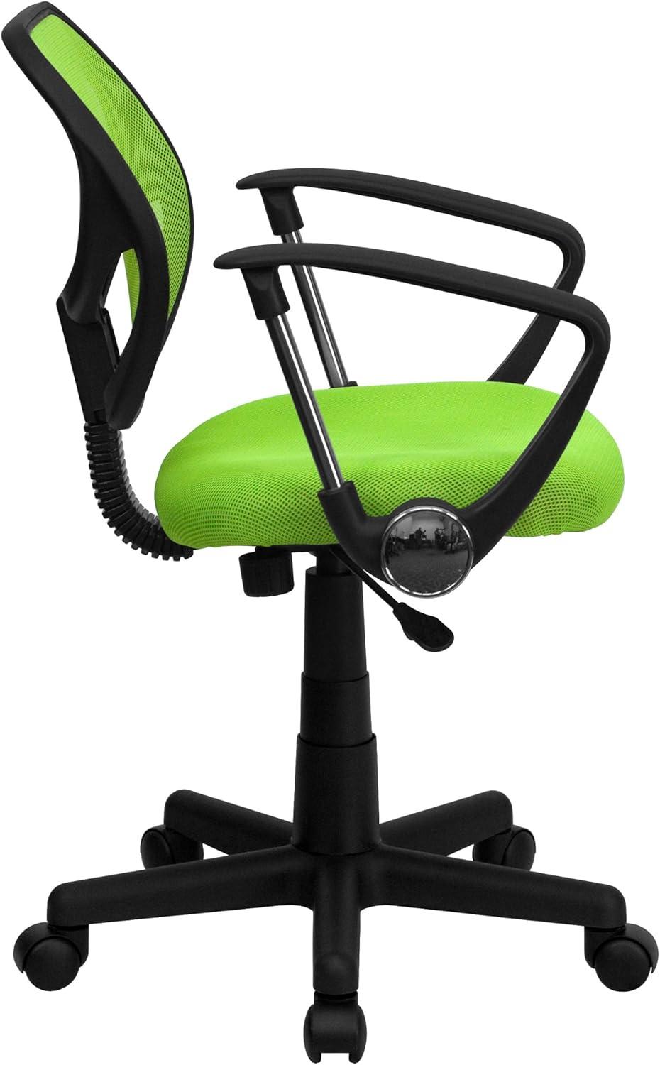 image:imageFlash Furniture Neri Low Back Black Mesh Swivel Task Office Chair with Curved Square Back and ArmsGreen