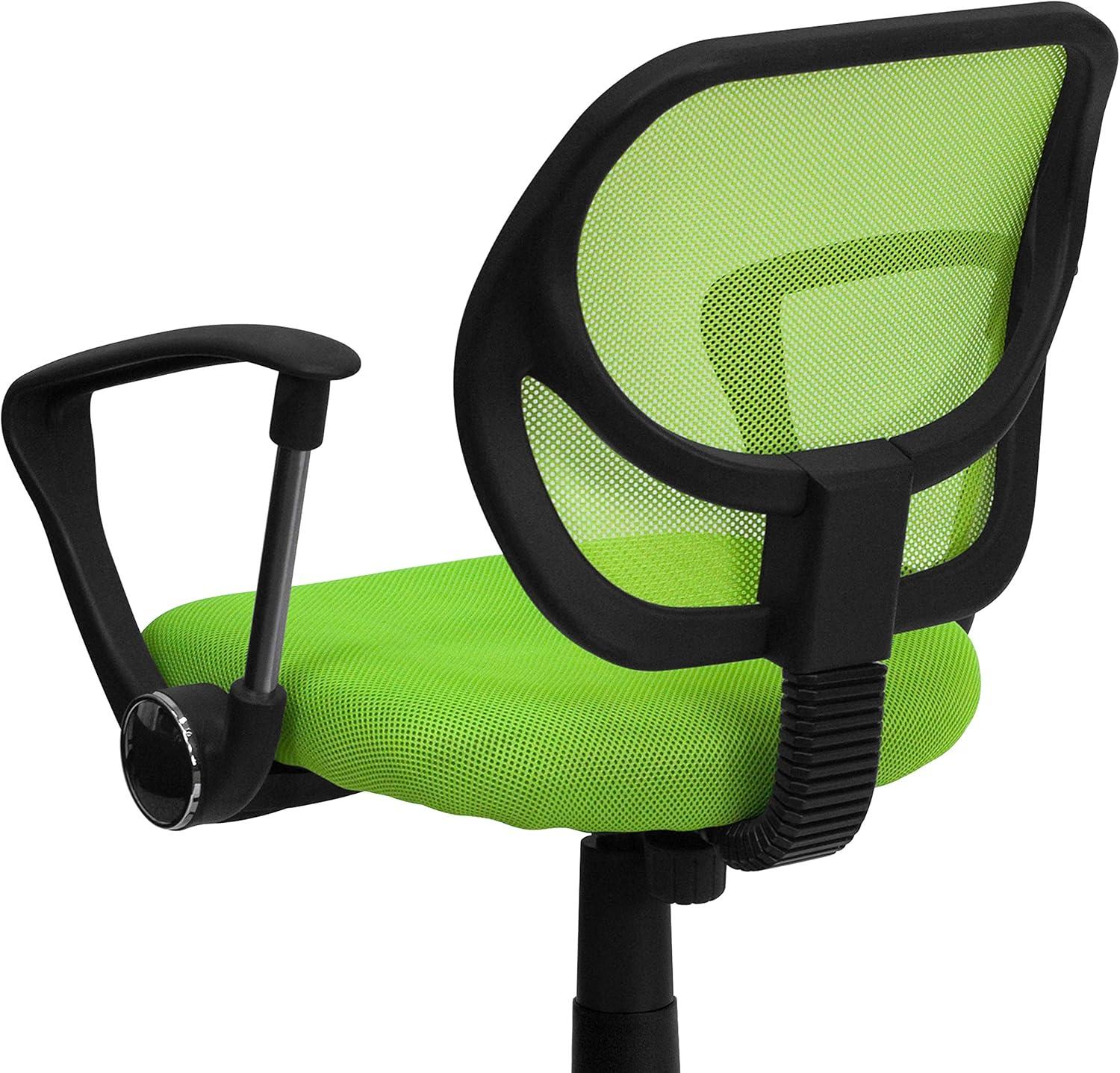 image:imageFlash Furniture Neri Low Back Black Mesh Swivel Task Office Chair with Curved Square Back and ArmsGreen