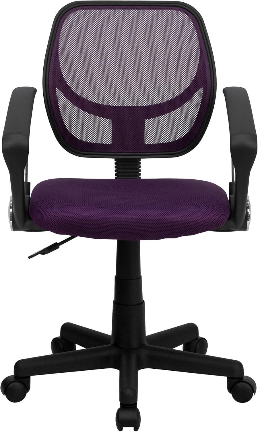 image:imageFlash Furniture Neri Low Back Black Mesh Swivel Task Office Chair with Curved Square Back and ArmsPurple