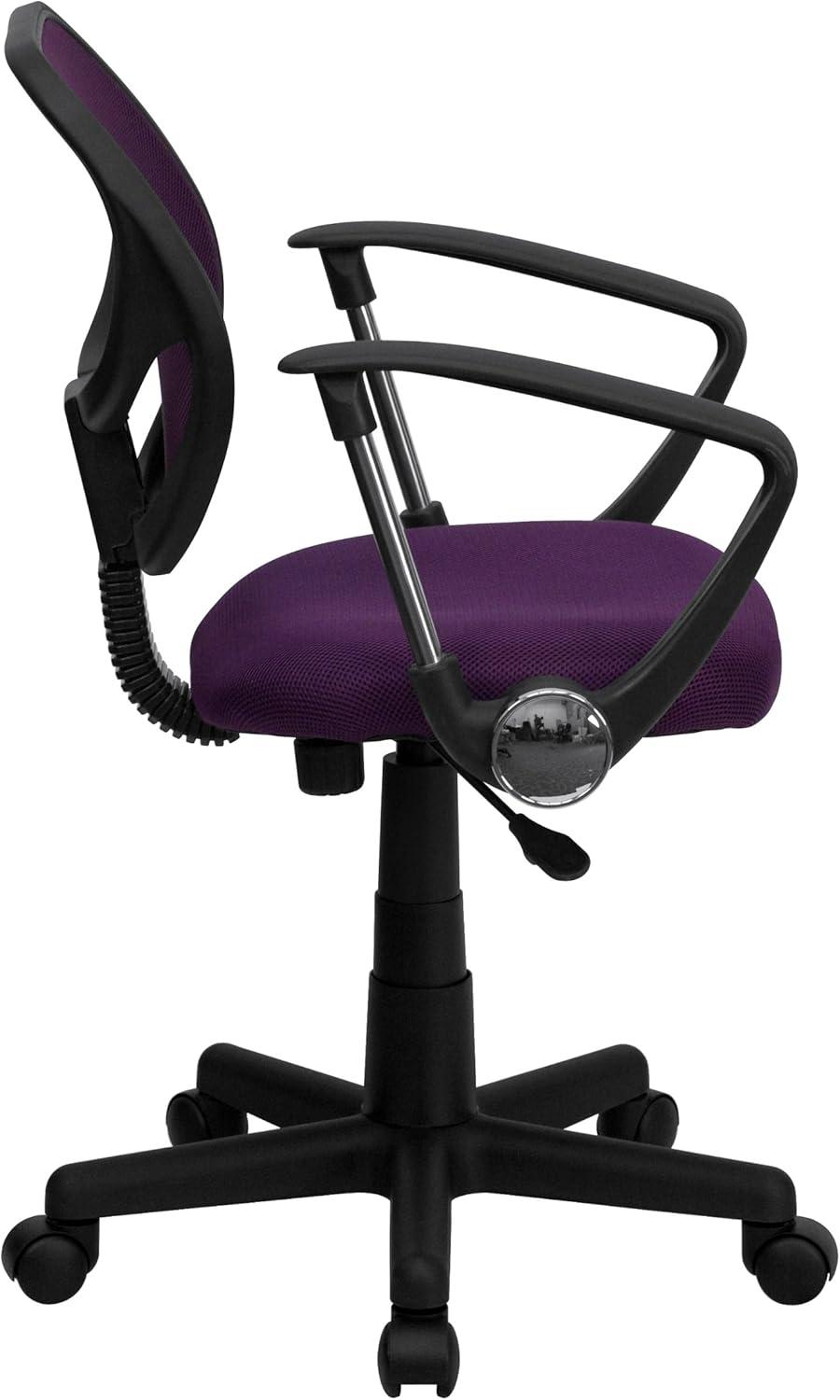 image:imageFlash Furniture Neri Low Back Black Mesh Swivel Task Office Chair with Curved Square Back and ArmsPurple