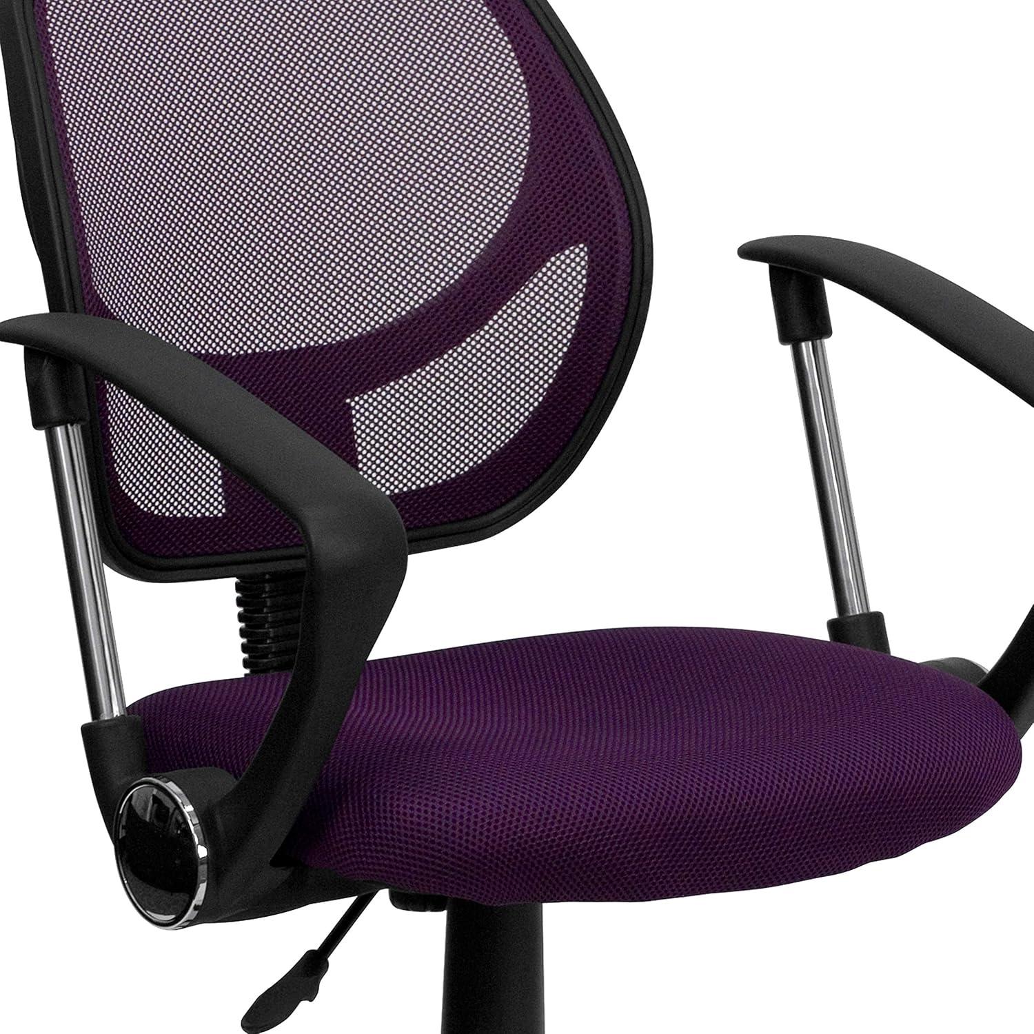 image:imageFlash Furniture Neri Low Back Black Mesh Swivel Task Office Chair with Curved Square Back and ArmsPurple