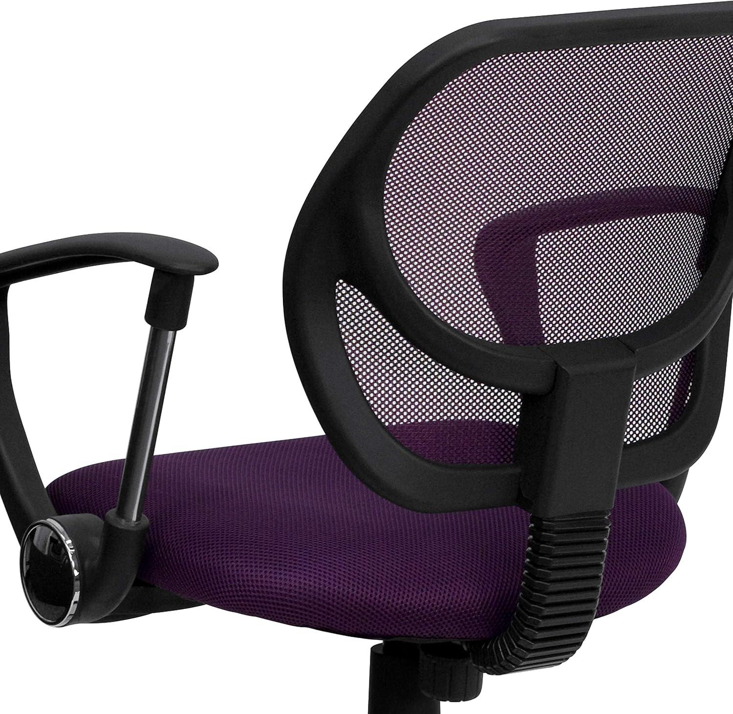 image:imageFlash Furniture Neri Low Back Black Mesh Swivel Task Office Chair with Curved Square Back and ArmsPurple