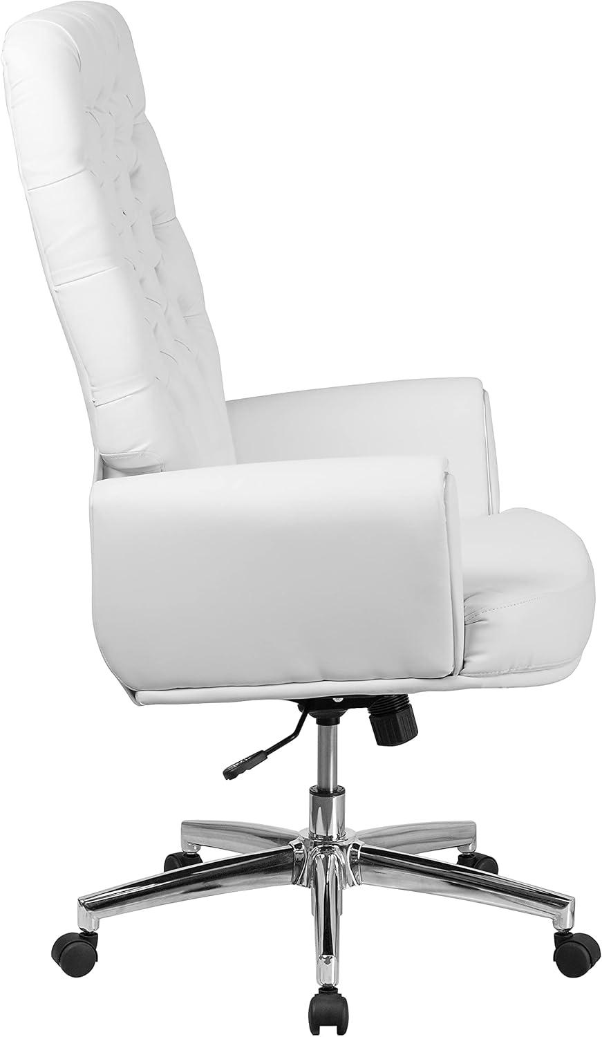 image:imageFlash Furniture Rochelle High Back Traditional Tufted White LeatherSoft Executive Swivel Office Chair with ArmsWhite