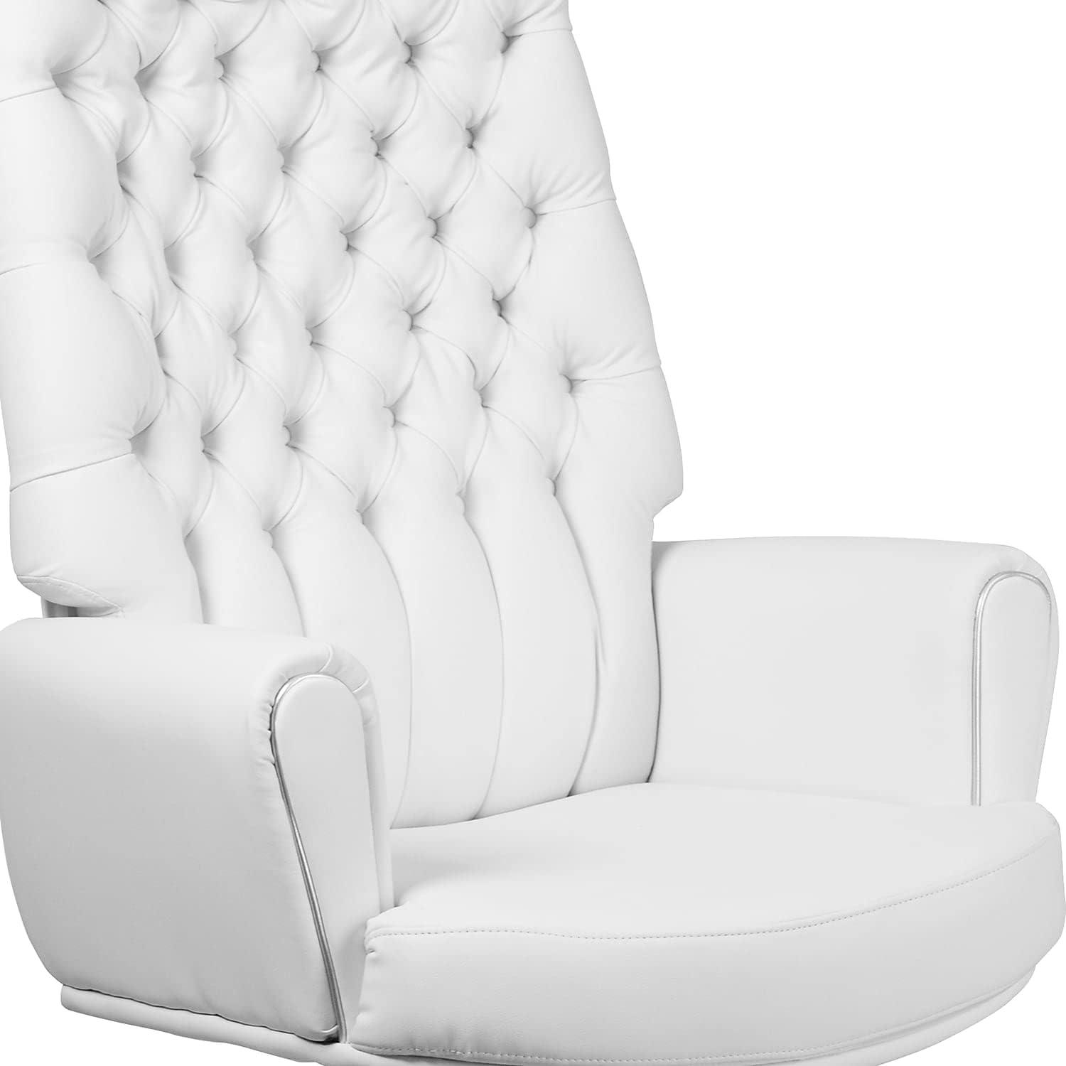 image:imageFlash Furniture Rochelle High Back Traditional Tufted White LeatherSoft Executive Swivel Office Chair with ArmsWhite