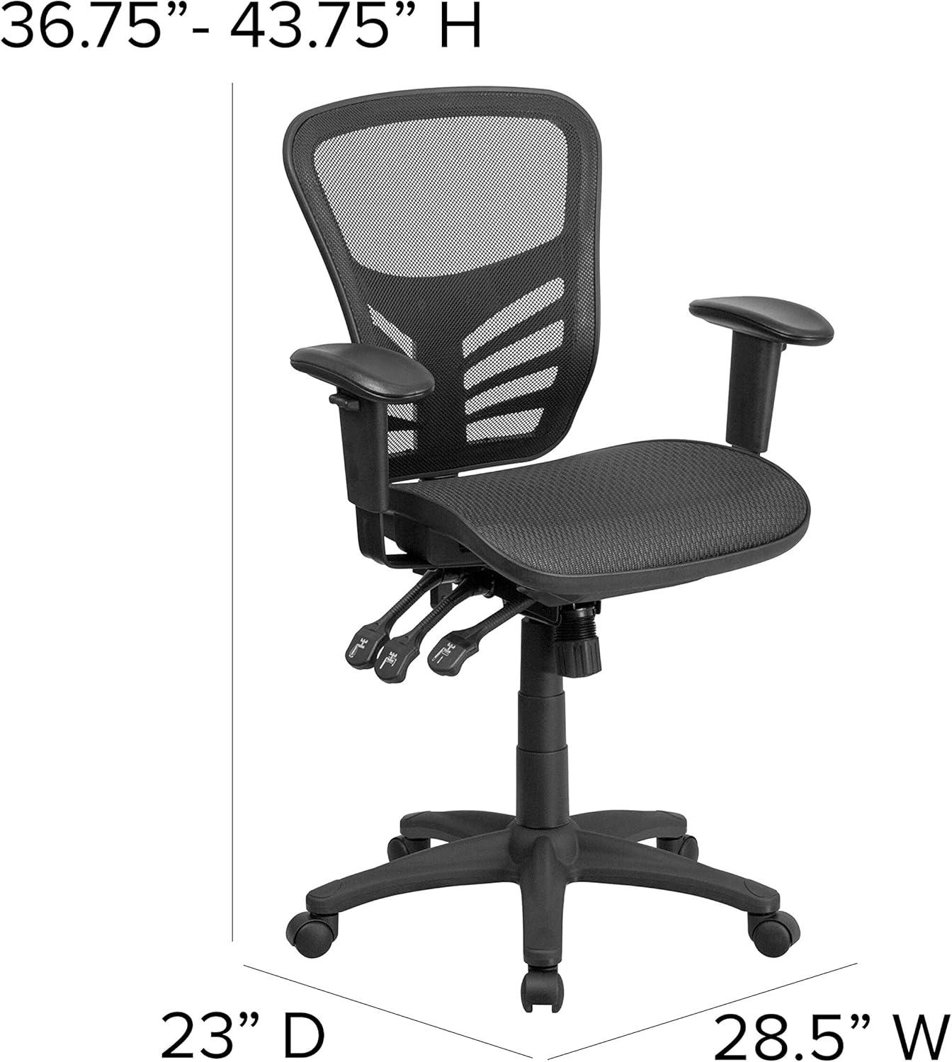 image:imageFlash Furniture Sam MidBack Transparent Gray Mesh Multifunction Executive Swivel Ergonomic Office Chair with Adjustable ArmsBlack