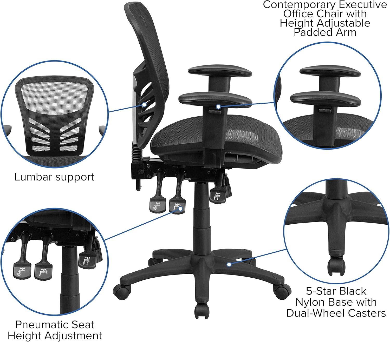 image:imageFlash Furniture Sam MidBack Transparent Gray Mesh Multifunction Executive Swivel Ergonomic Office Chair with Adjustable ArmsBlack