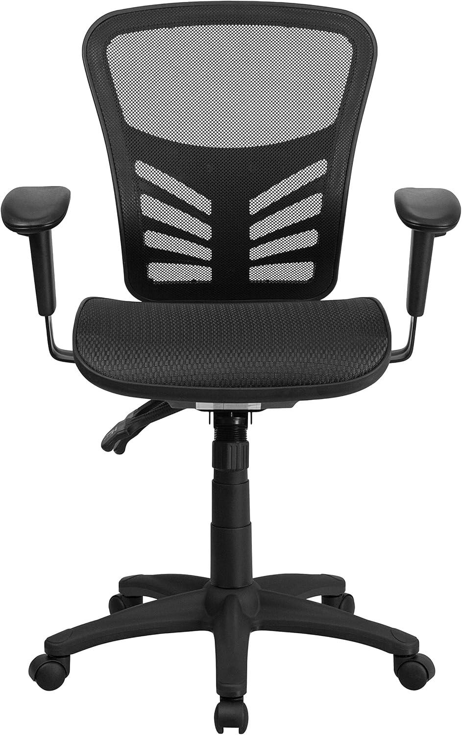 image:imageFlash Furniture Sam MidBack Transparent Gray Mesh Multifunction Executive Swivel Ergonomic Office Chair with Adjustable ArmsBlack