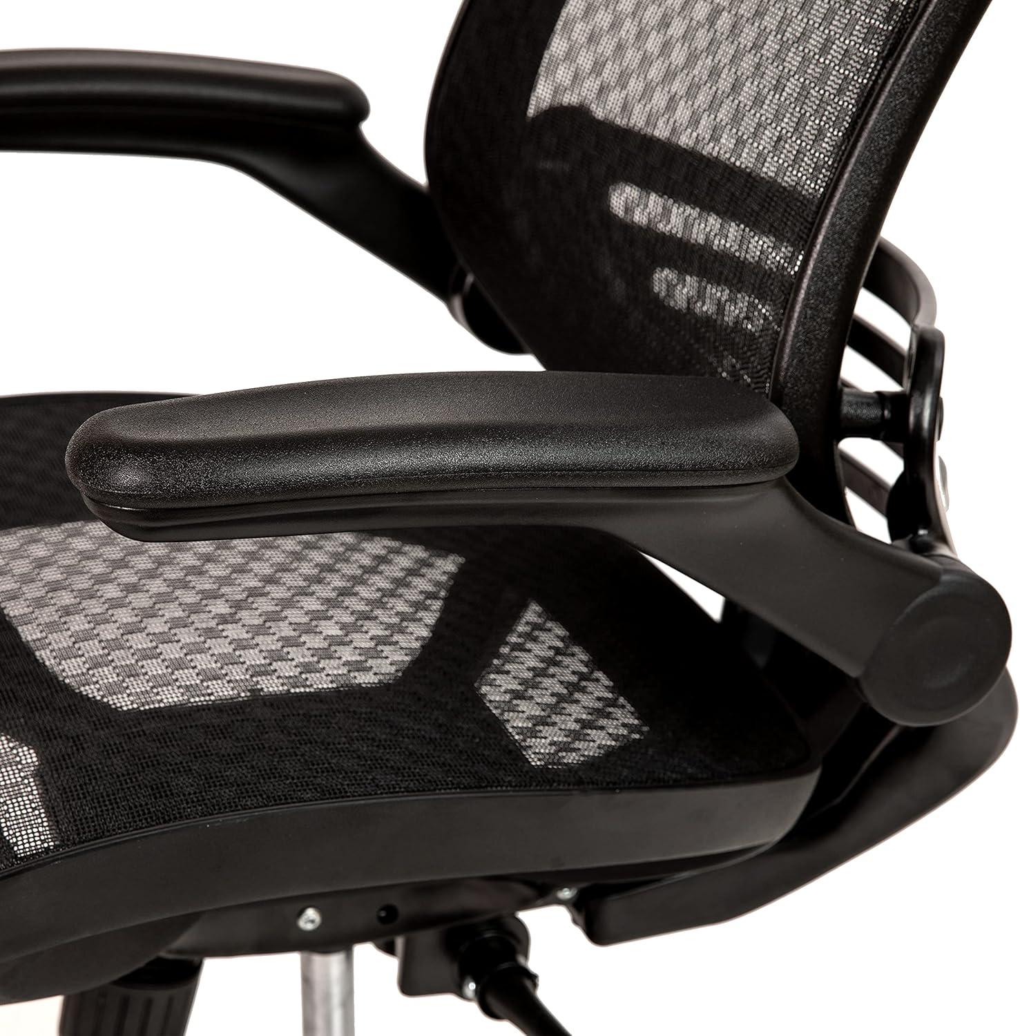 image:imageFlash Furniture Warfield MidBack Transparent Black Mesh Executive Swivel Office Chair with Graphite Silver Frame and FlipUp ArmsBlack MeshBlack Frame