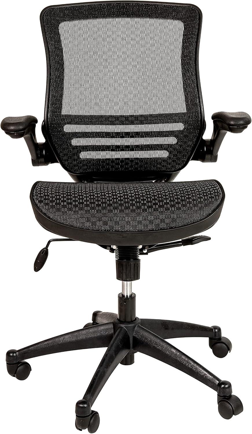 image:imageFlash Furniture Warfield MidBack Transparent Black Mesh Executive Swivel Office Chair with Graphite Silver Frame and FlipUp ArmsBlack MeshBlack Frame