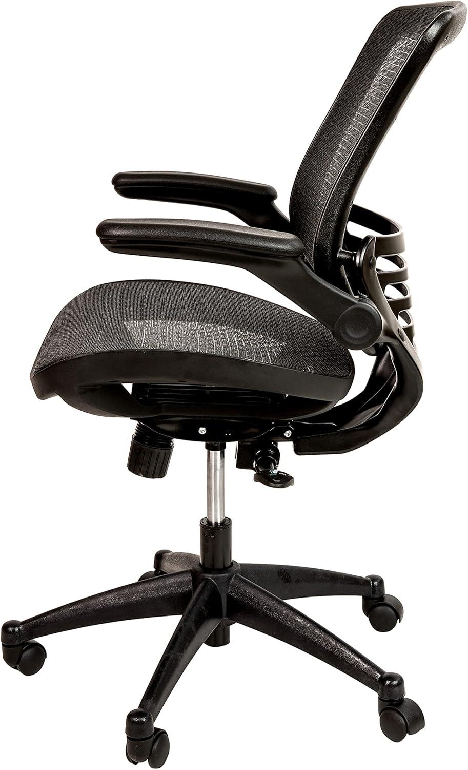 image:imageFlash Furniture Warfield MidBack Transparent Black Mesh Executive Swivel Office Chair with Graphite Silver Frame and FlipUp ArmsBlack MeshBlack Frame