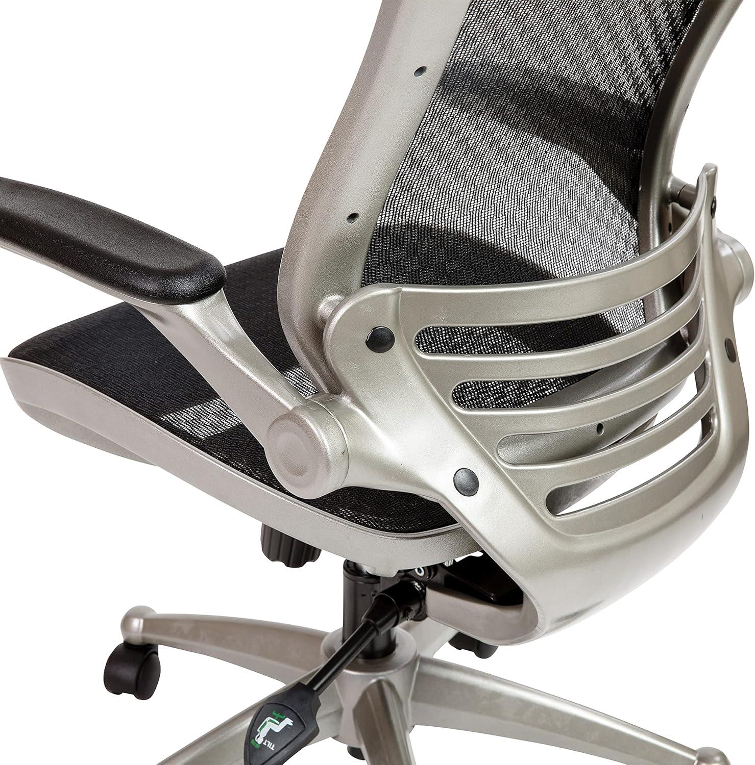 image:imageFlash Furniture Warfield MidBack Transparent Black Mesh Executive Swivel Office Chair with Graphite Silver Frame and FlipUp ArmsBlack MeshGraphite Silver Frame