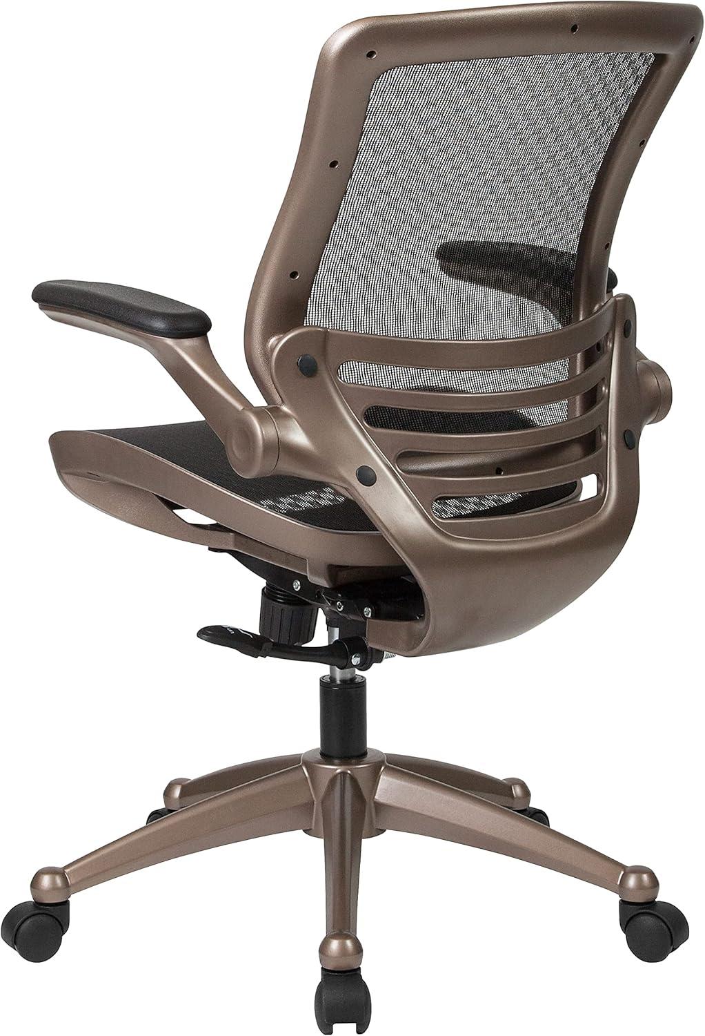 image:imageFlash Furniture Warfield MidBack Transparent Black Mesh Executive Swivel Office Chair with Melrose Gold Frame and FlipUp Arms