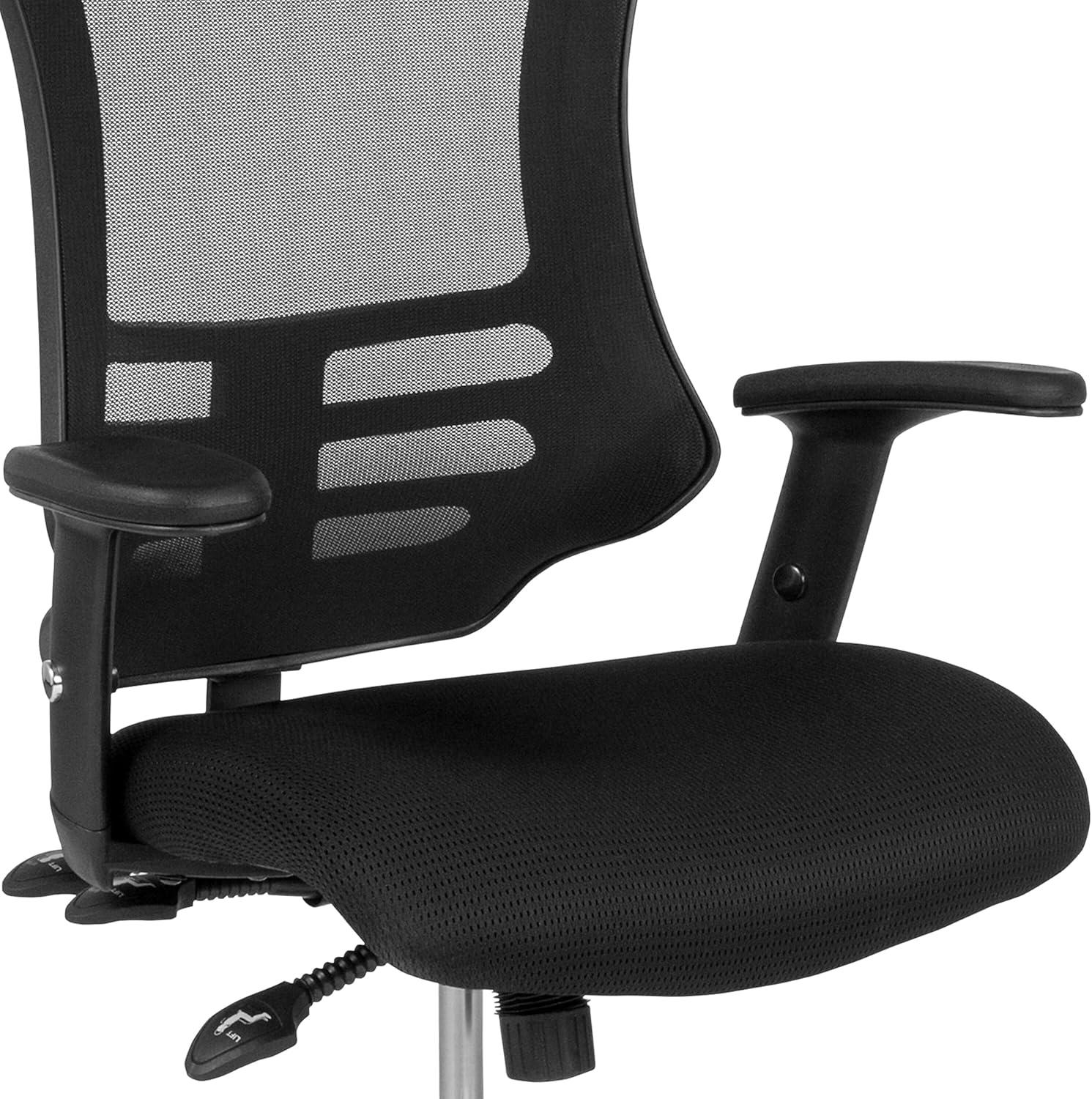 image:imageFlash Furniture Waylon High Back Black Mesh Multifunction Executive Swivel Ergonomic Office Chair with Molded Foam Seat and Adjustable ArmsBlack