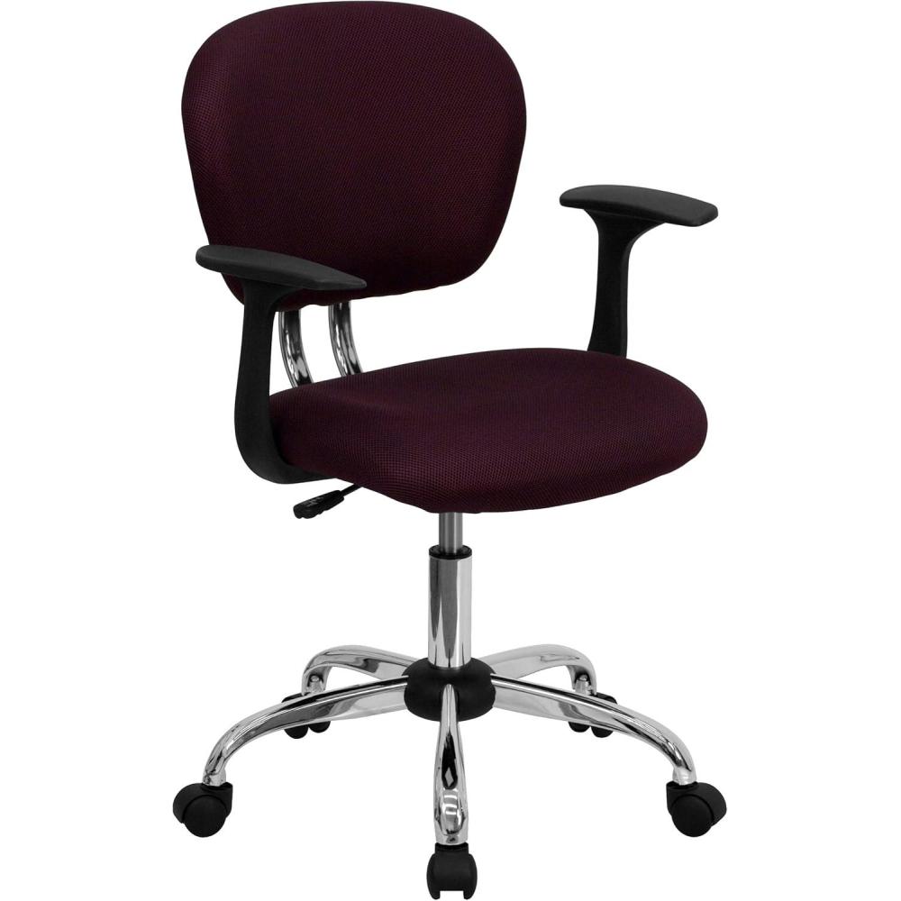 image:imageFlash Furniture Beverly MidBack Burgundy Mesh Padded Swivel Task Office Chair with Chrome Base and Arms