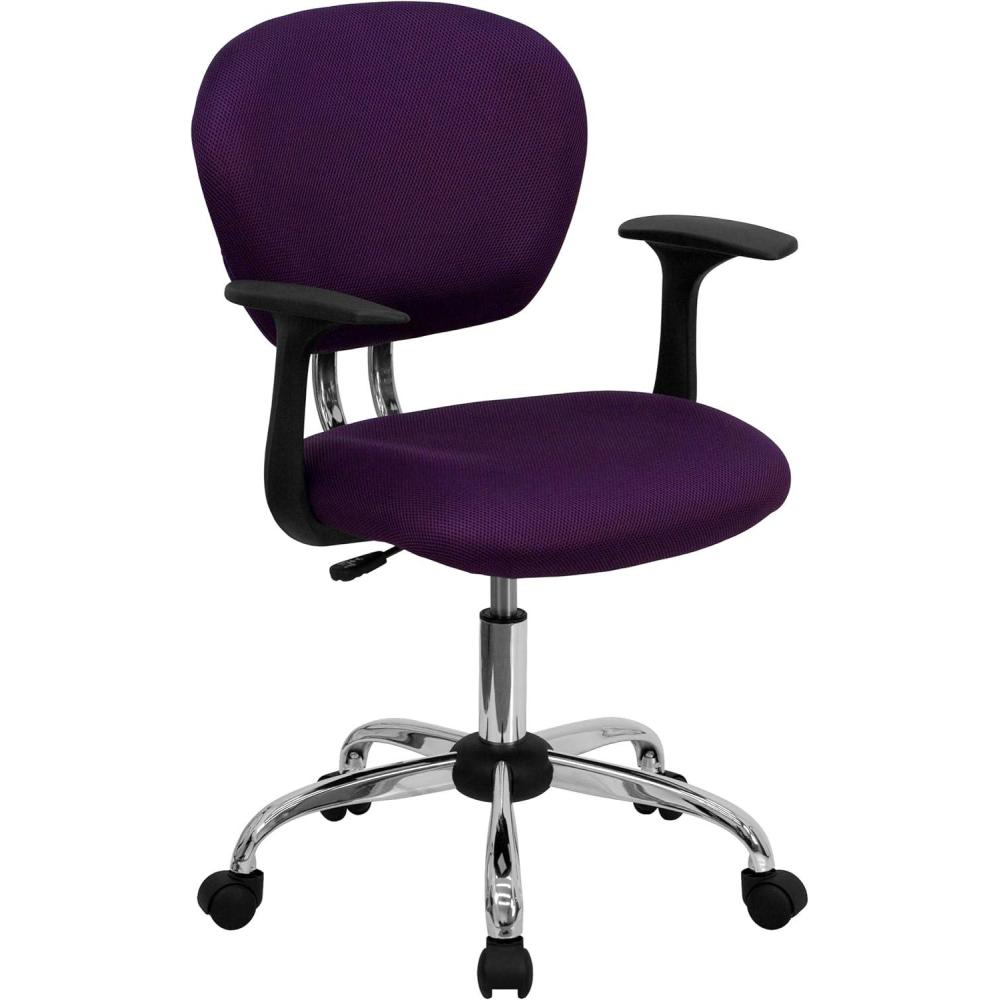 image:imageFlash Furniture Beverly MidBack Coffee Brown Mesh Padded Swivel Task Office Chair with Chrome Base and ArmsPurple