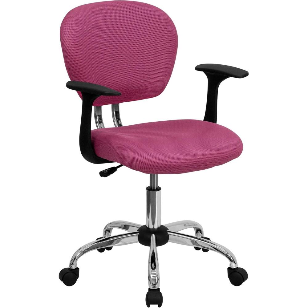 image:imageFlash Furniture Beverly MidBack Pink Mesh Padded Swivel Task Office Chair with Chrome Base and Arms