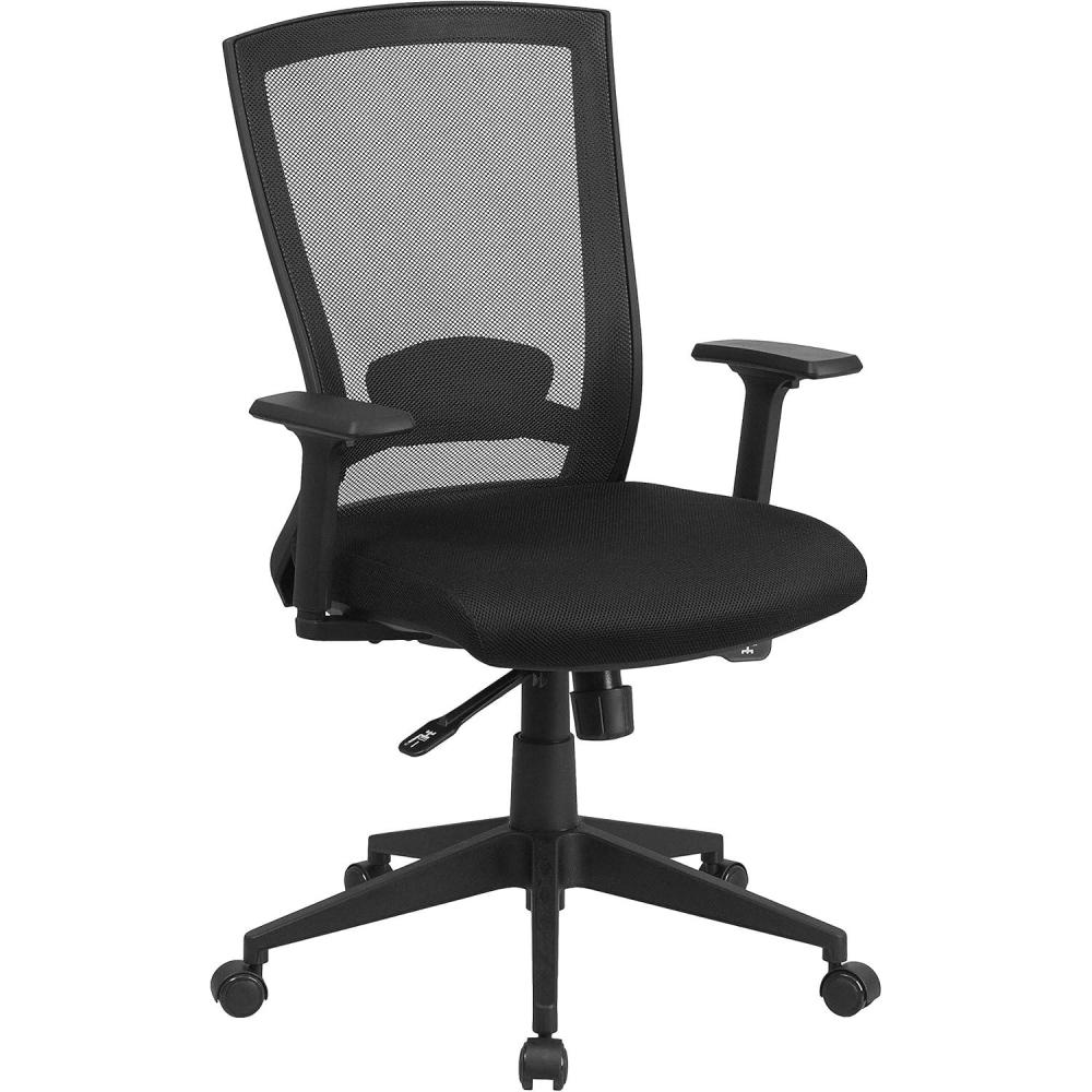 image:imageFlash Furniture Cleo MidBack Black Mesh Executive Swivel Ergonomic Office Chair with Back Angle Adjustment and Adjustable Arms