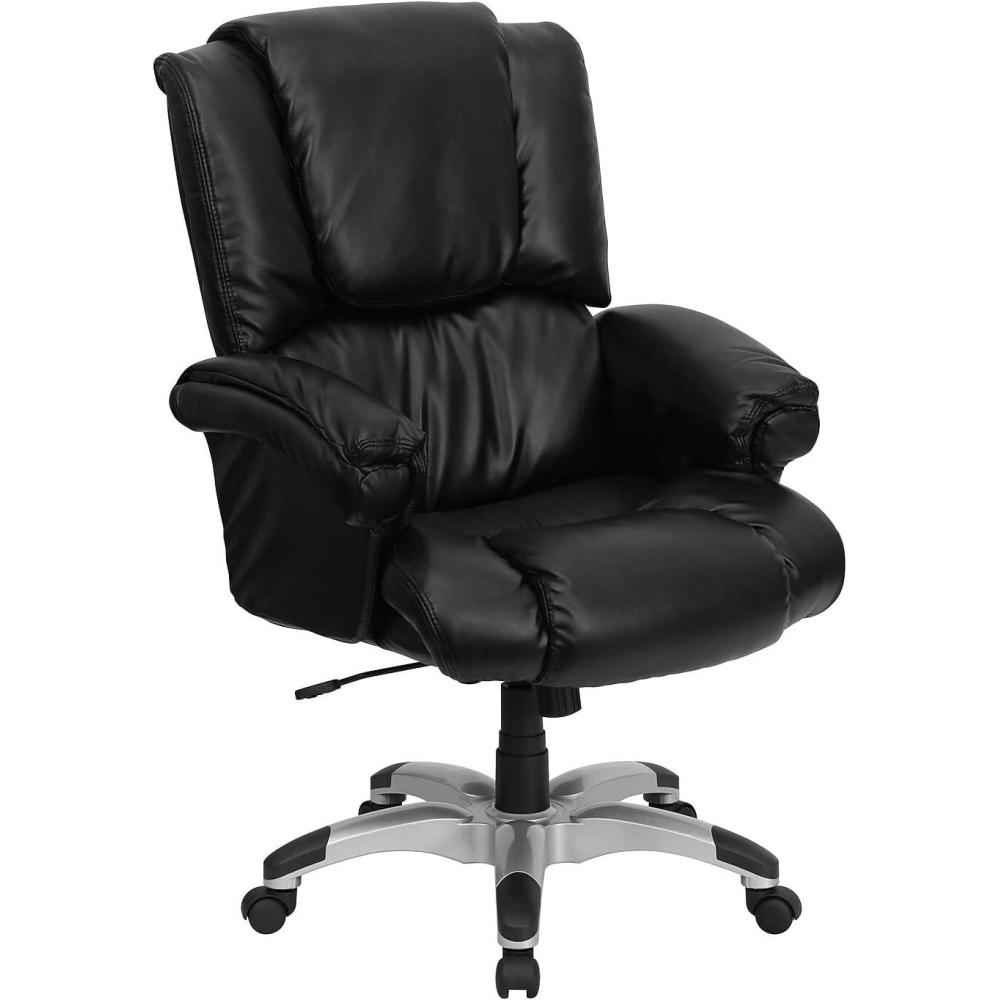 image:imageFlash Furniture High Back Black LeatherSoft OverStuffed Executive Swivel Ergonomic Office Chair with Fully Upholstered Arms