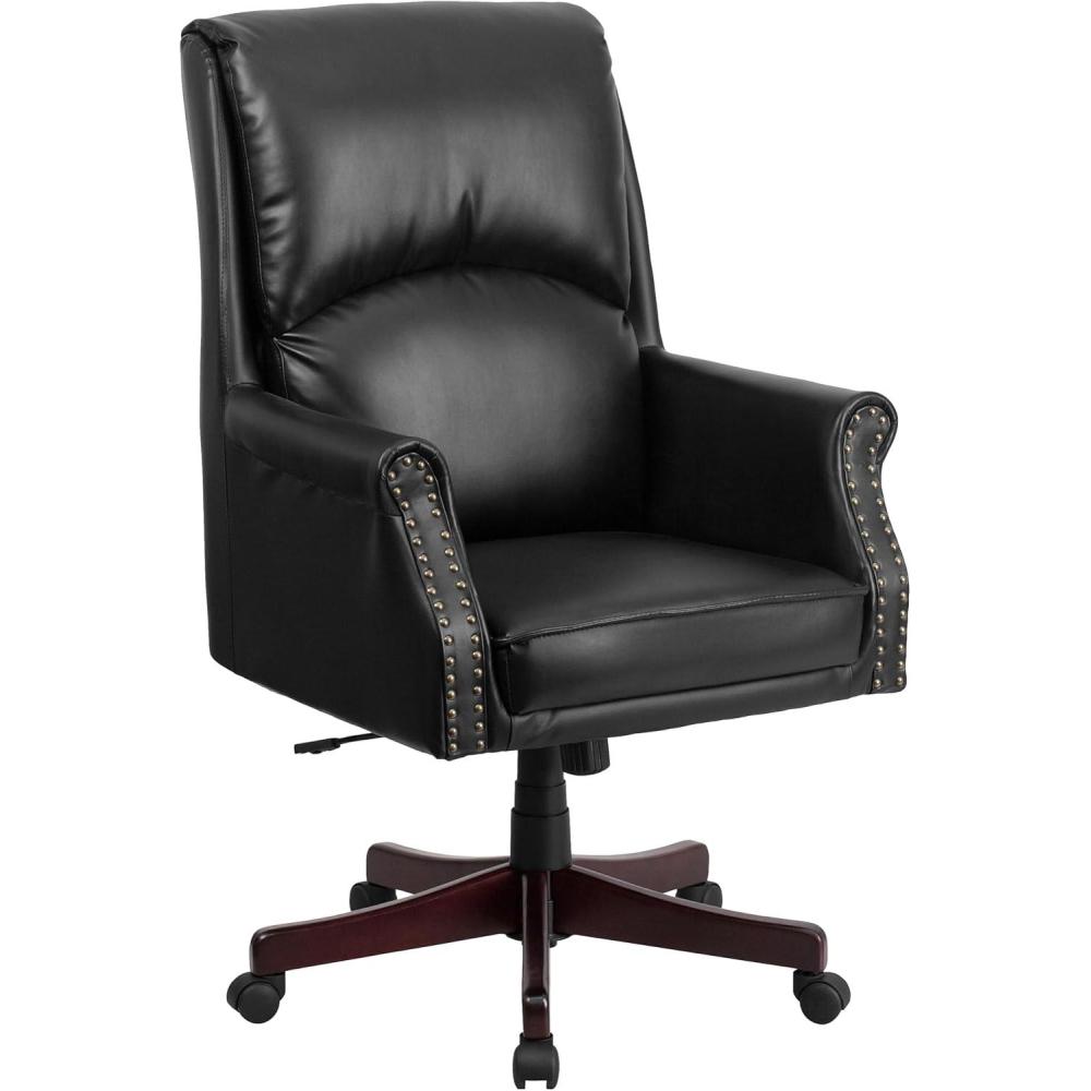 image:imageFlash Furniture High Back Pillow Back Burgundy LeatherSoft Executive Swivel Office Chair with ArmsBlack