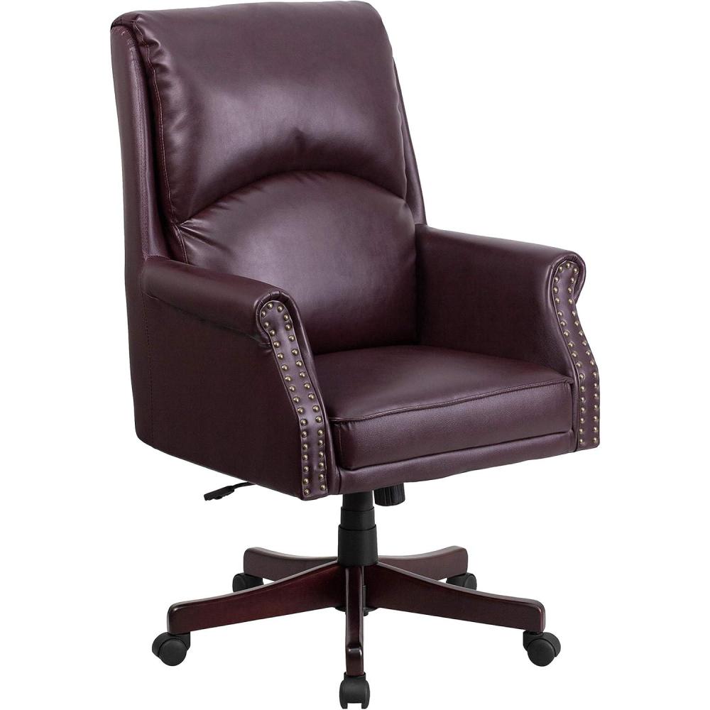 image:imageFlash Furniture High Back Pillow Back Burgundy LeatherSoft Executive Swivel Office Chair with ArmsBurgundy