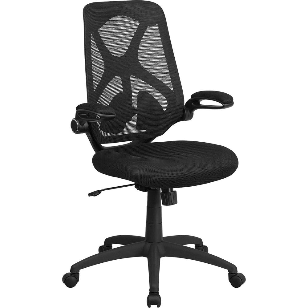 image:imageFlash Furniture Kimble High Back Black Mesh Executive Swivel Ergonomic Office Chair with Adjustable Lumbar 2Paddle Control and FlipUp Arms