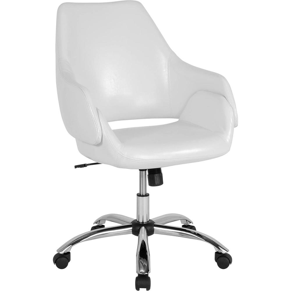 image:imageFlash Furniture Madrid Home and Office Upholstered MidBack Chair in White LeatherSoftWhite Leathersoft