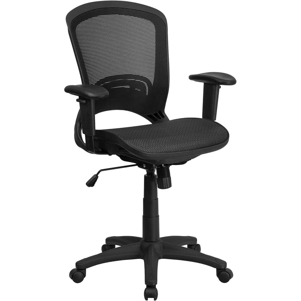 image:imageFlash Furniture MidBack Transparent Black Mesh Executive Swivel Office Chair with Adjustable Arms
