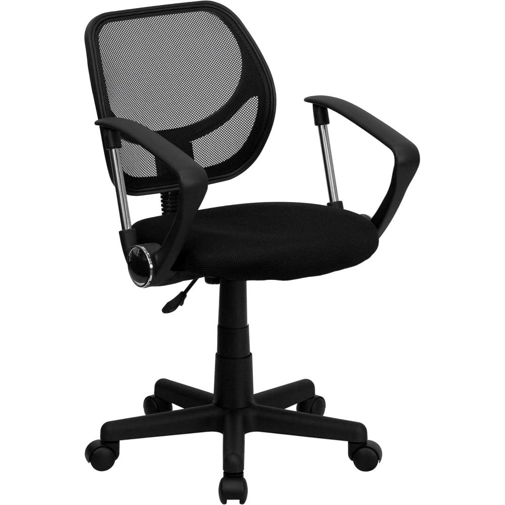 image:imageFlash Furniture Neri Low Back Black Mesh Swivel Task Office Chair with Curved Square Back and ArmsBlack
