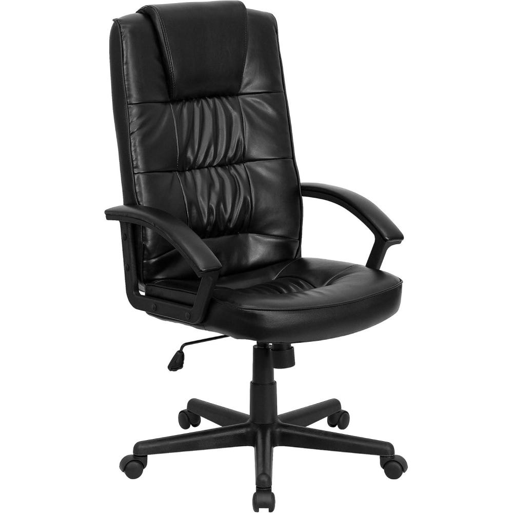 image:imageFlash Furniture Nora High Back Black LeatherSoft Executive Swivel Office Chair with Arms