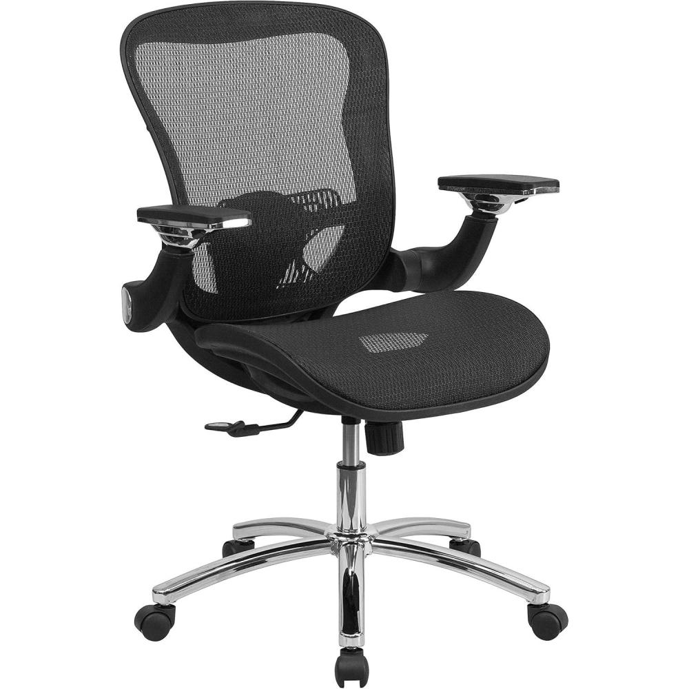 image:imageFlash Furniture Sam MidBack Transparent Black Mesh Executive Swivel Ergonomic Office Chair with SynchroTilt amp Height Adjustable FlipUp Arms