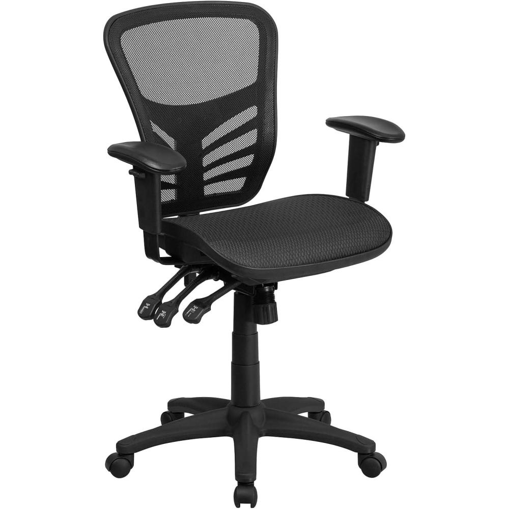 image:imageFlash Furniture Sam MidBack Transparent Gray Mesh Multifunction Executive Swivel Ergonomic Office Chair with Adjustable ArmsBlack