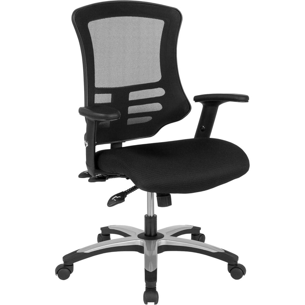 image:imageFlash Furniture Waylon High Back Black Mesh Multifunction Executive Swivel Ergonomic Office Chair with Molded Foam Seat and Adjustable ArmsBlack