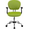 Flash Furniture Beverly Mid-Back Apple Green Mesh Padded Swivel Task Office Chair with Chrome Base and Arms