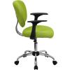 Flash Furniture Beverly Mid-Back Apple Green Mesh Padded Swivel Task Office Chair with Chrome Base and Arms